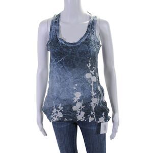 Marika Charles Womens Silk Printed Tank Top Navy Blue White Size Extra Small